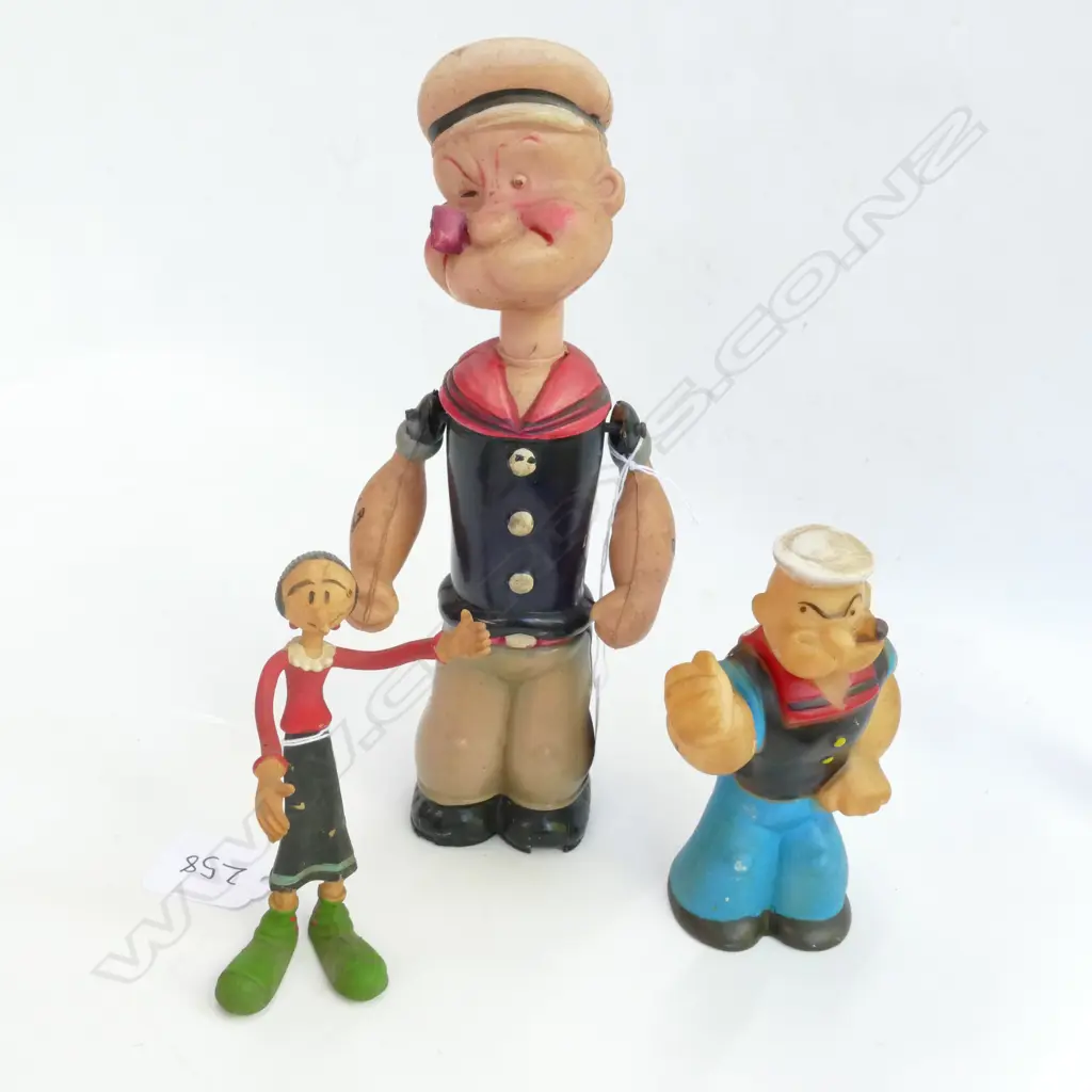 2 POPEYE TOYS + BENDY OLIVE OIL H 210 MM  Image 1++