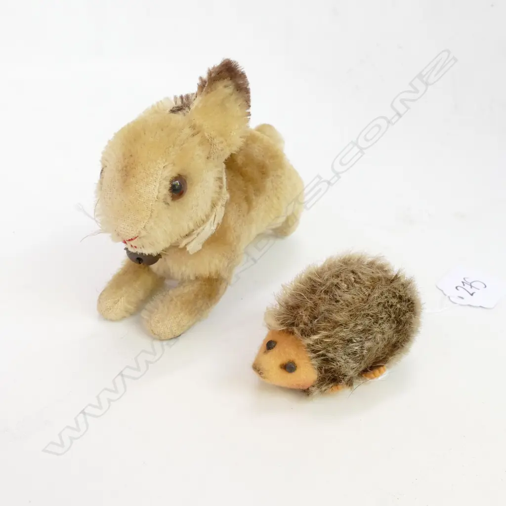 SMALL VINTAGE STEIFF RABBIT +HEDGEHOG L 130 MM Image 1++