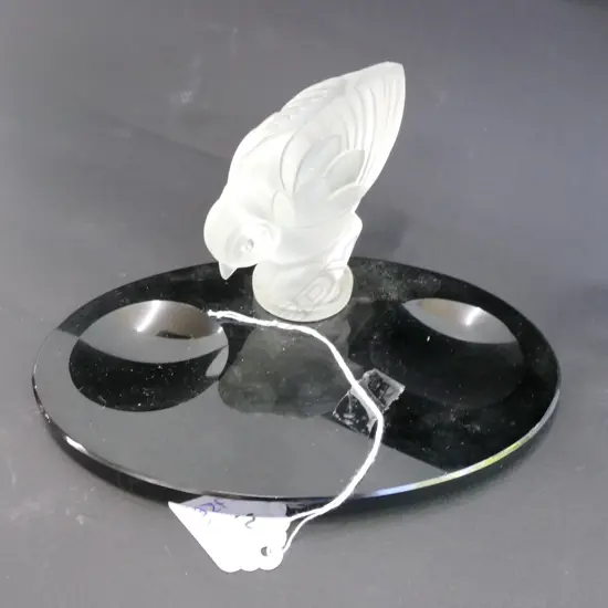 FRENCH ART DECO GLASS BIRD DESK STAND...