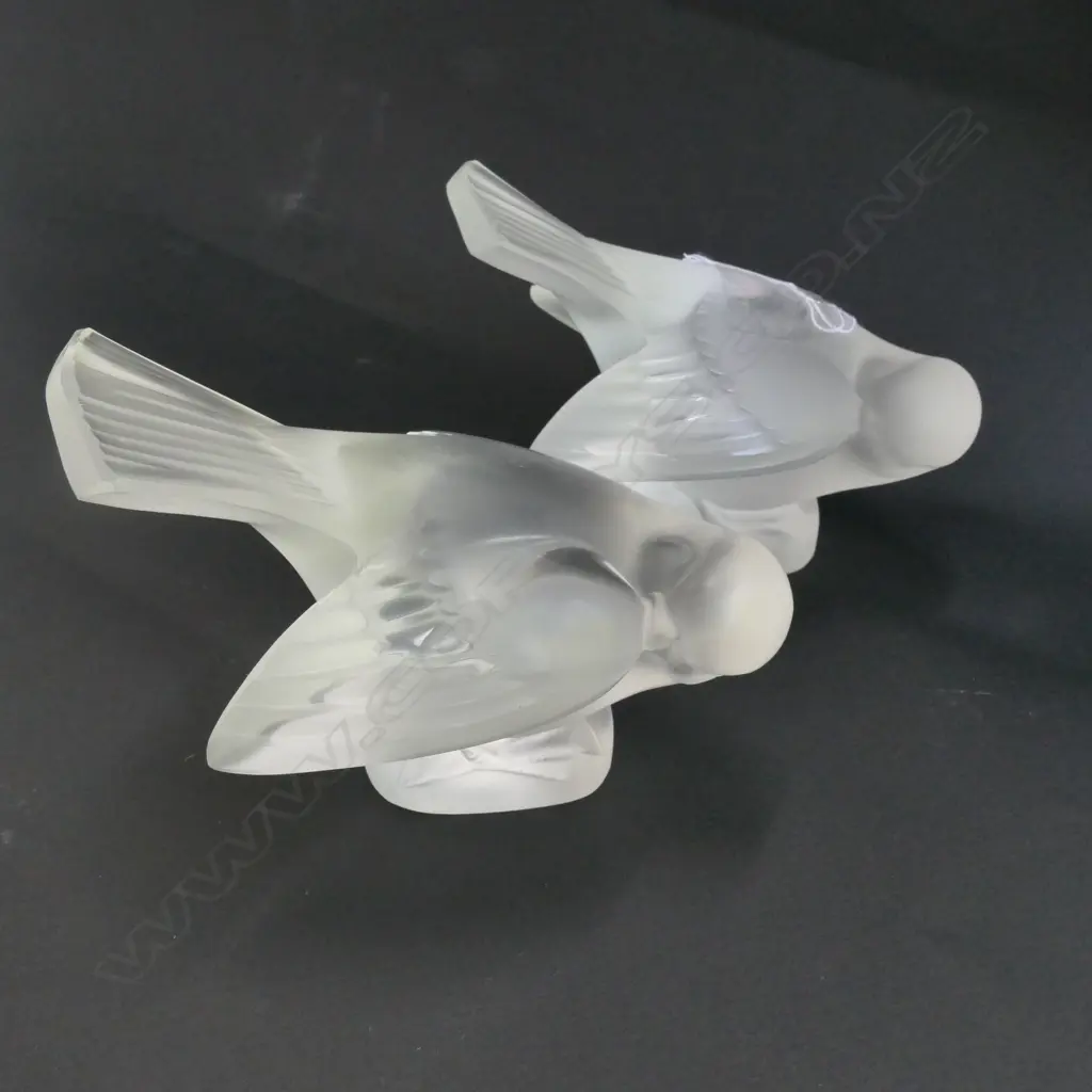 PR OF LALIQUE CRYSTAL BIRDS L120 MM Image 1++