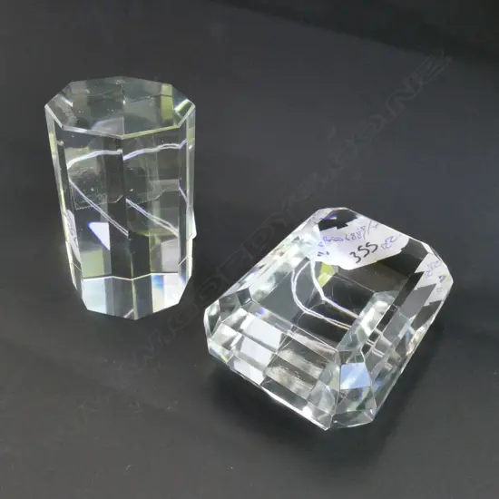 2 TIFFANY + CO CRYSTAL PAPER WEIGHTS