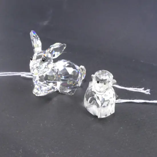 SWAROVSKI CRYSTAL RABBIT AND MONKEY L 40 MM
