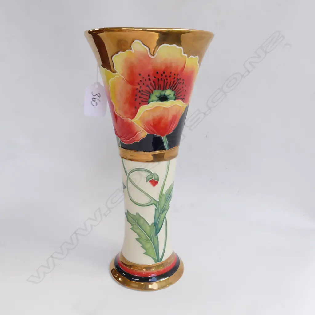 SALLY TUFFIN TRUMPET VASE POPPIES H.245mm Image 1++