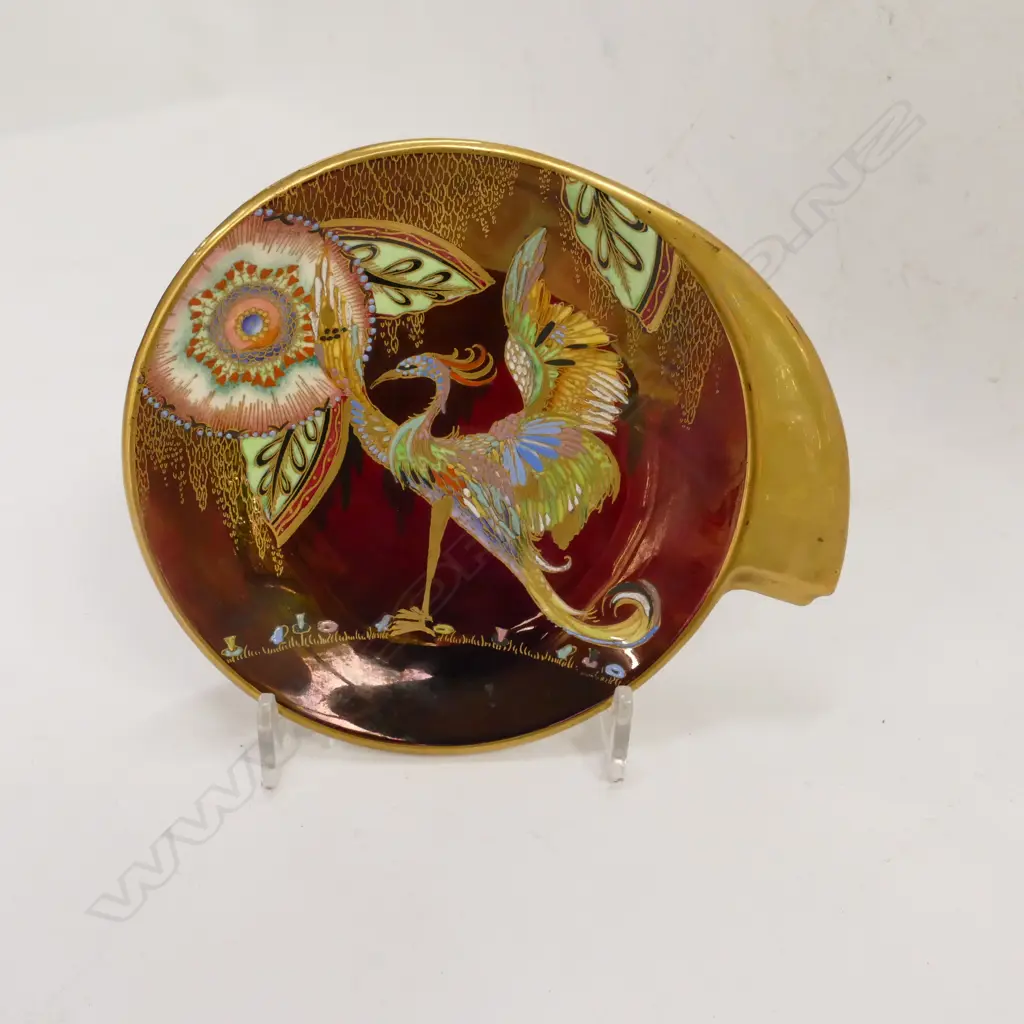 CARLTON WARE DISH ENAMELLED PHOENIX GILDED Dia.125mm Image 1++