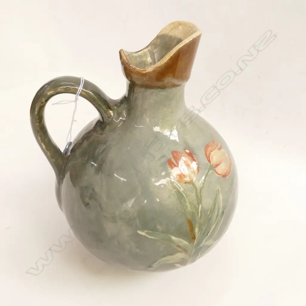 USA Arts & Crafts Retting pottery California blue jug 1880 Image 1++