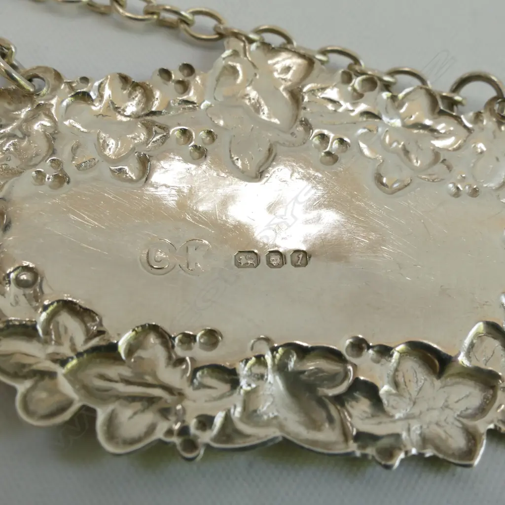 2 SILVER DECANTER TICKETS 'WHISKY' & 'BRANDY' Image 1++