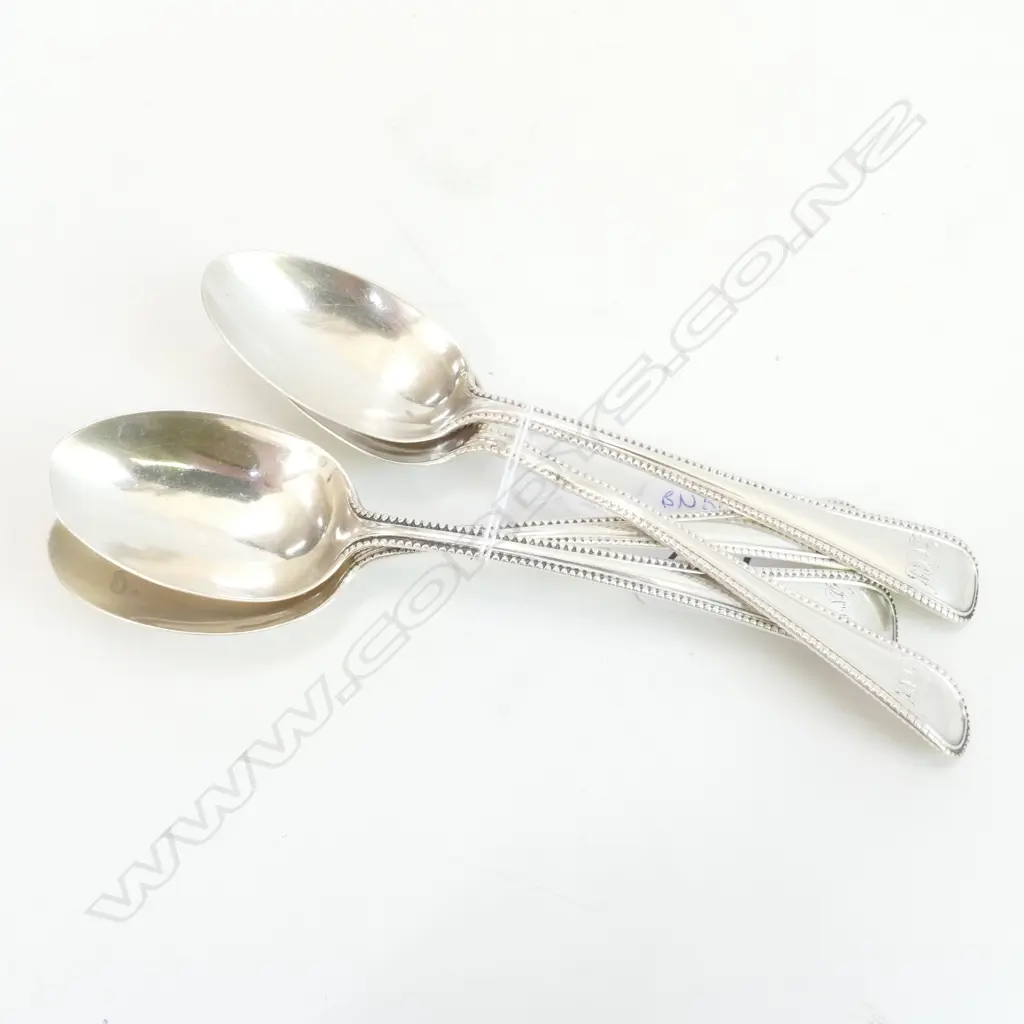 FOUR SILVER TEASPOONS  LONDON 1857 CHARLES BOYTON 98gm Image 1++