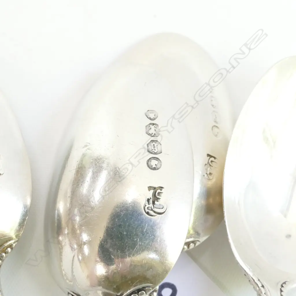 FOUR SILVER TEASPOONS  LONDON 1857 CHARLES BOYTON 98gm Image 1++