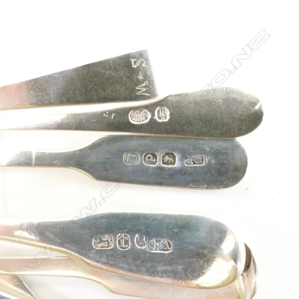 SEVEN MISC SILVER TEASPOONS / MUSTARD SPOONS 103gm Image 1++