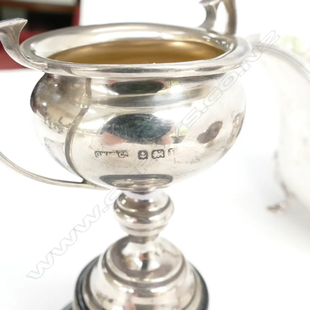 STG SILVER CREAM JUG BIRMINGHAM 1920, EPBN SUGAR SCOOP, STG SILVER TROPHY Image 1++