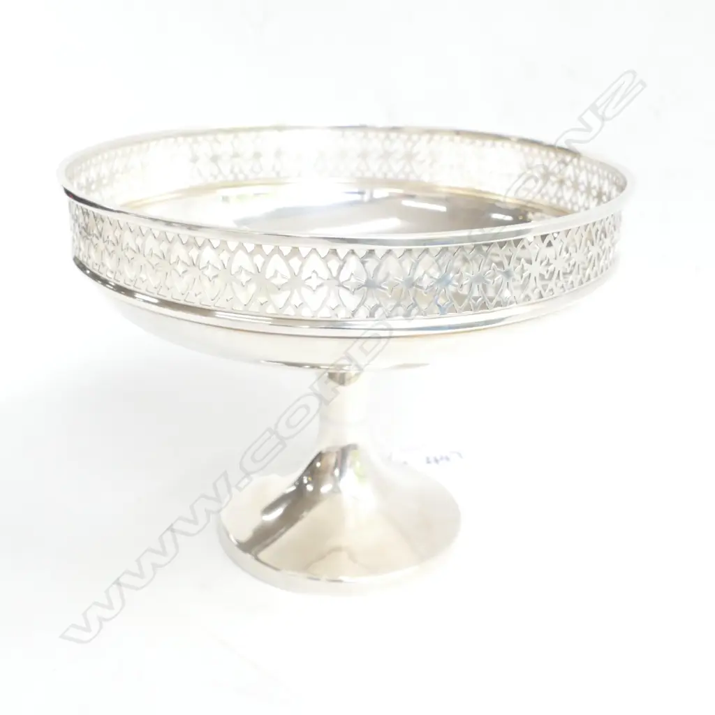 SILVER GALLERIED DISH, SHEFFIELD 1923, WALKER & HALL 213gm Image 1++