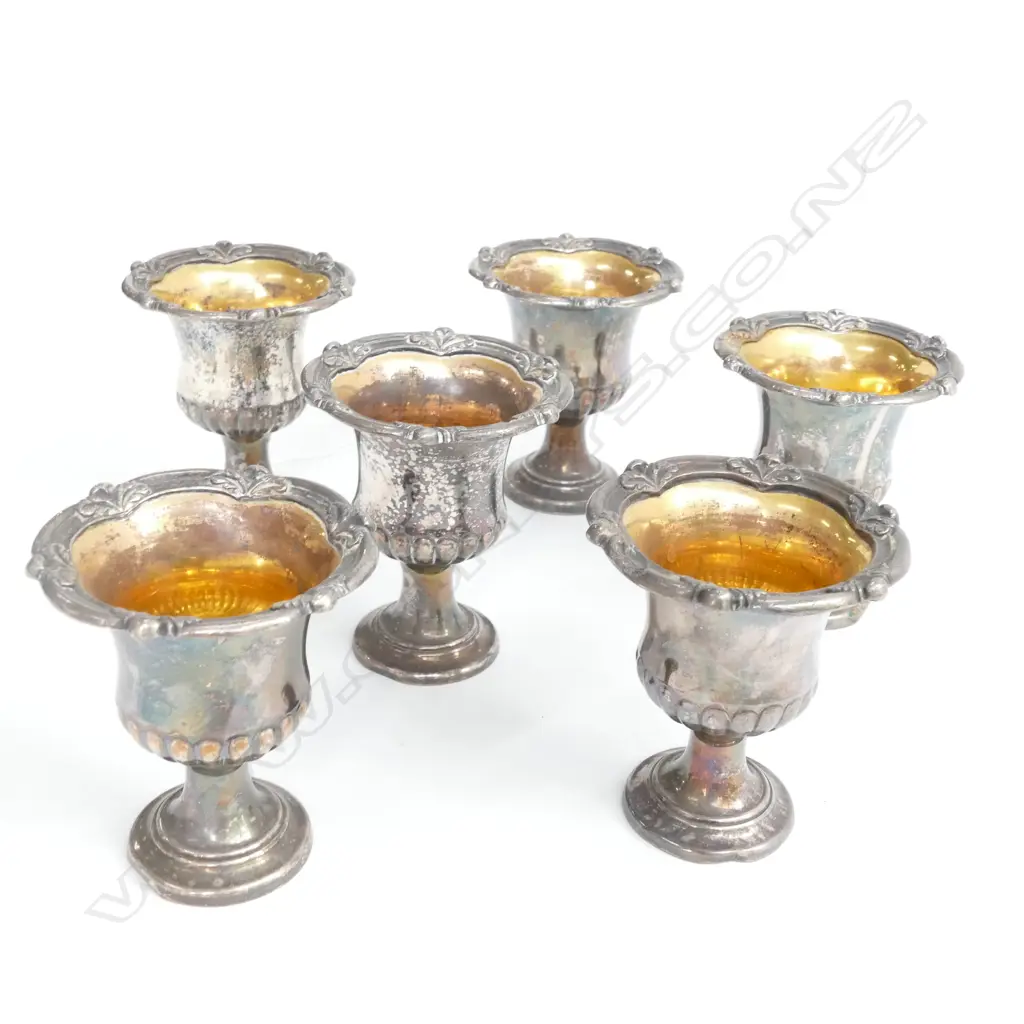 SIX SILVER PLATE CAMPANA URN TOOTHPICK HOLDERS  Image 1++
