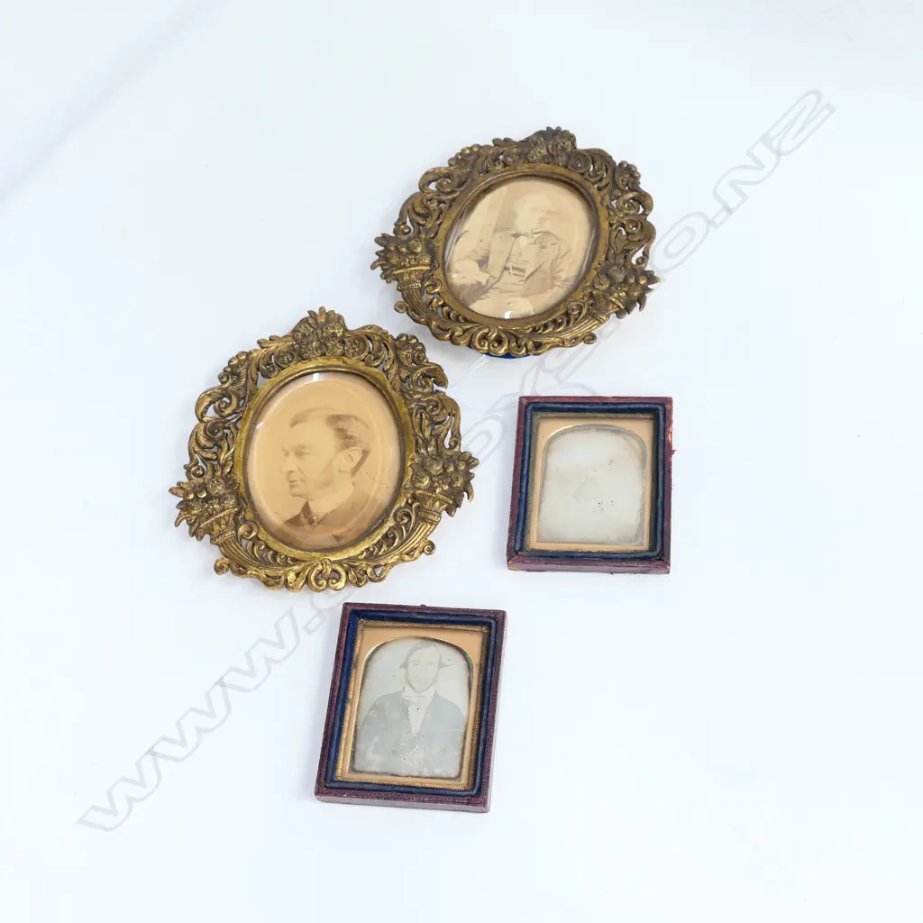 2 PR's EARLY PHOTOS 1 PR BRASS FRAMED... Image 1++