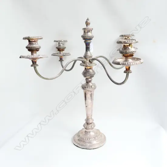 VINTAGE SILVER PLATE 4 BRANCH TABLE CANDLEABRA