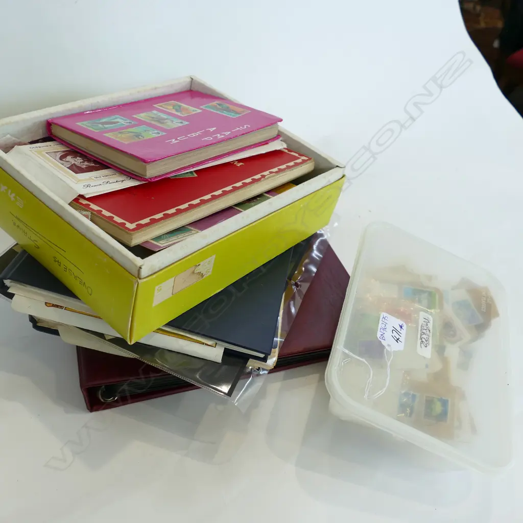 STAMP ALBUMS; ROYAL INTEREST, WORLD, LETTERS, LOOSE STAMPS, JAPANESE MONEY ETC Image 1++