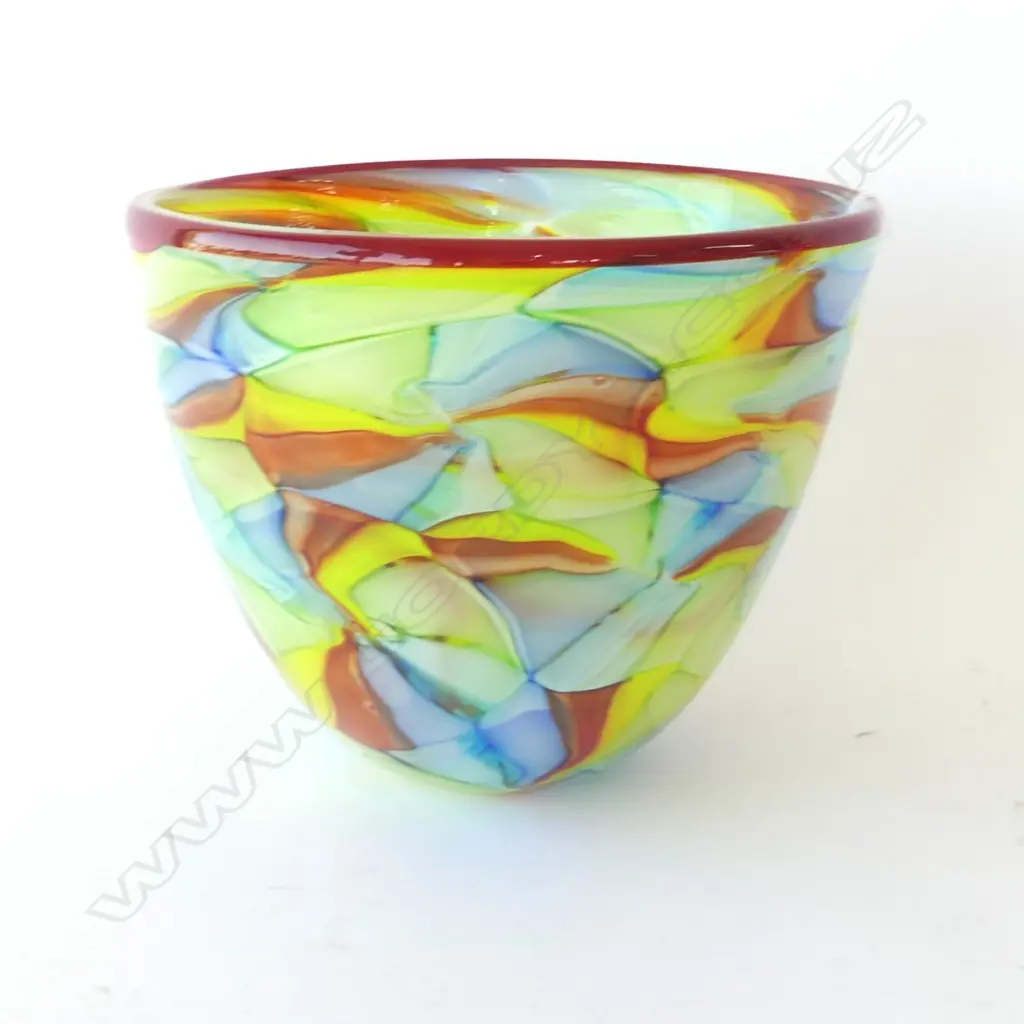 LARGE MURANO(?) MULTICOLOUR GLASS BOWL, H. 215MM Image 1++