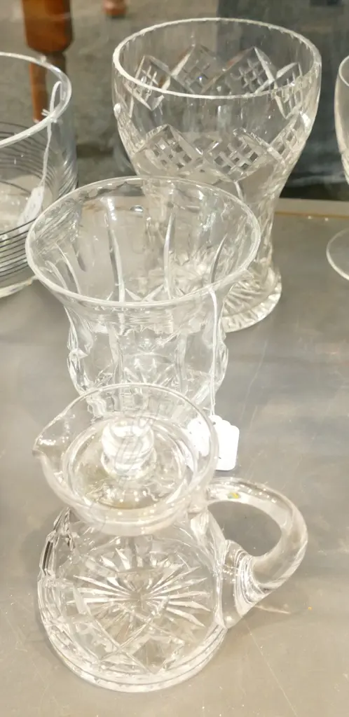 TWO CRYSTAL VASES & A JUG Image 1++