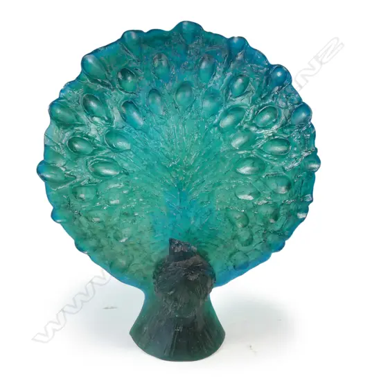 60'S/70'S DAUM ART GLASS PEACOCK 3/500 BY GUY PETITFILS (chip to beak) 310 X 365mm