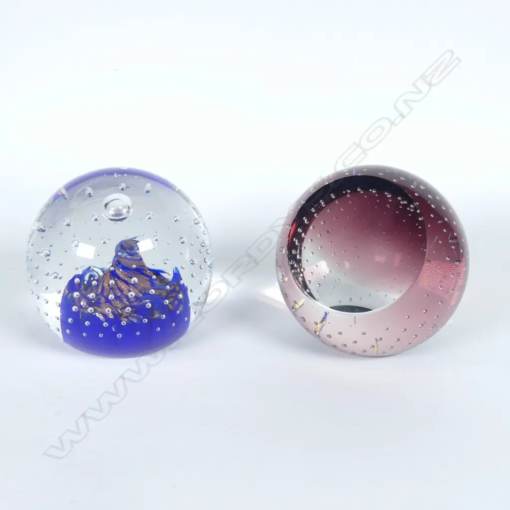 CAITHNESS, SCOTLAND GLASS 'STARLIGHT' PAPERWEIGHT, DATED '90 & A CAITHNESS? GLASS PAPERWEIGHT w FACET WINDOW, SIGNED CUG Image 1++