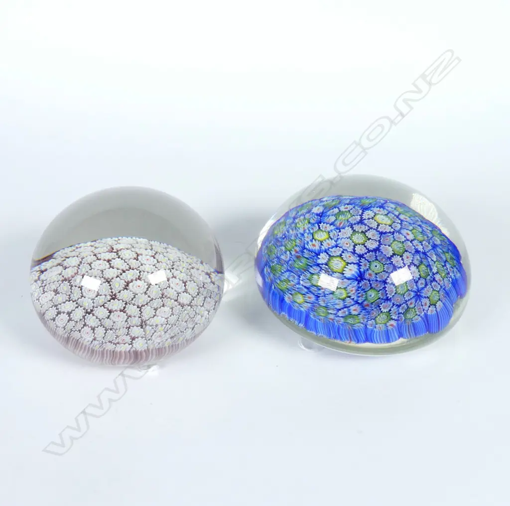 2 MILLEFIORE GLASS PAPERWEIGHTS Image 1++