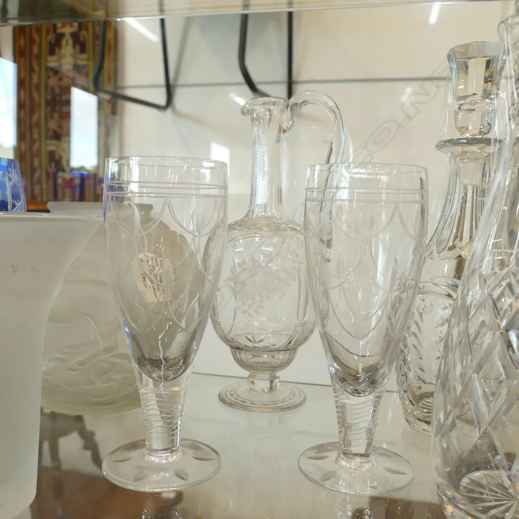 2 STUART CRYSTAL FLUTES 195MM H AND DECANTER Image 1++
