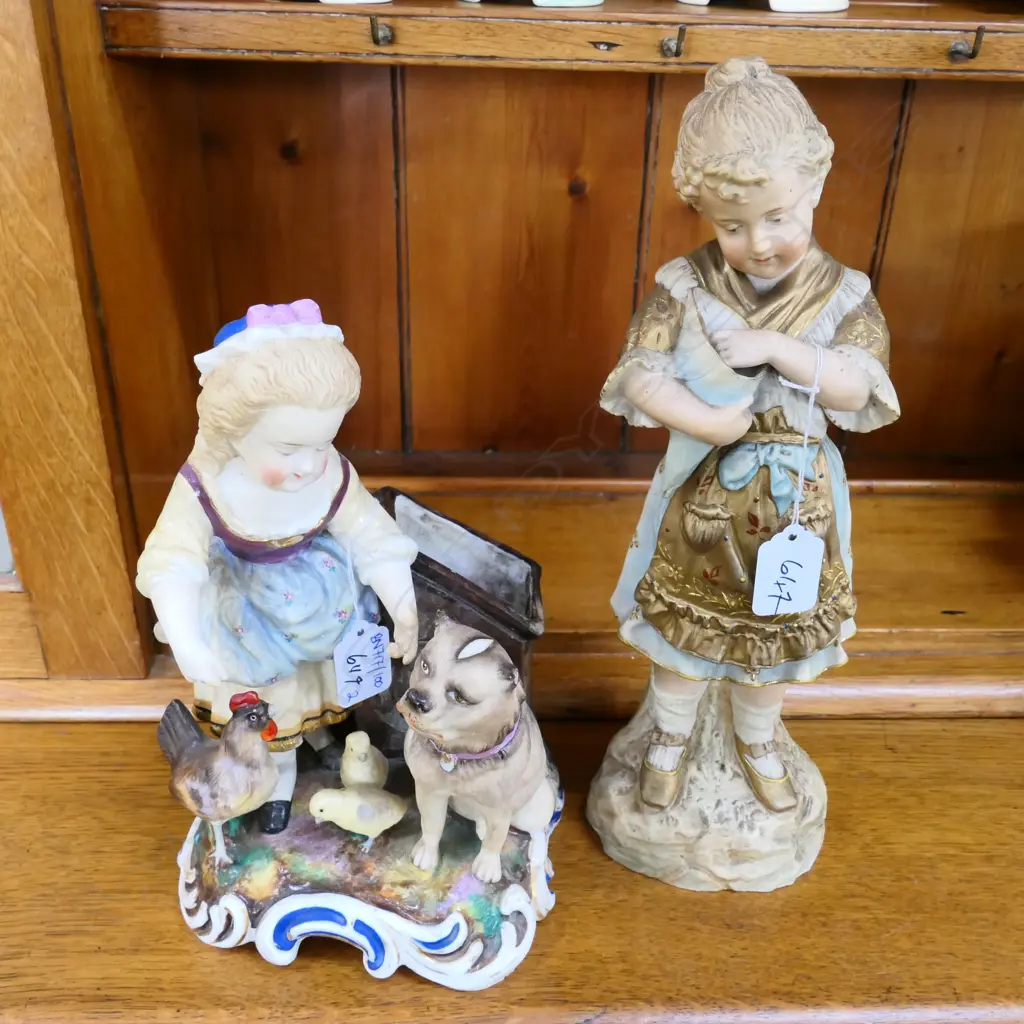 TWO FARMYARD FIGURINES 320MM H TALLEST Image 1++