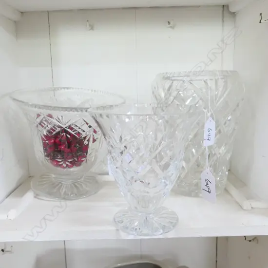 3 CRYSTAL VASES