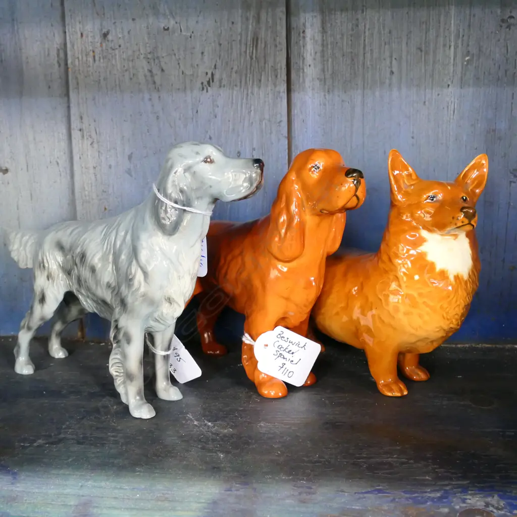 3 BESWICK DOGS; CORGI, COCKER SPANIEL, SETTLER Image 1++