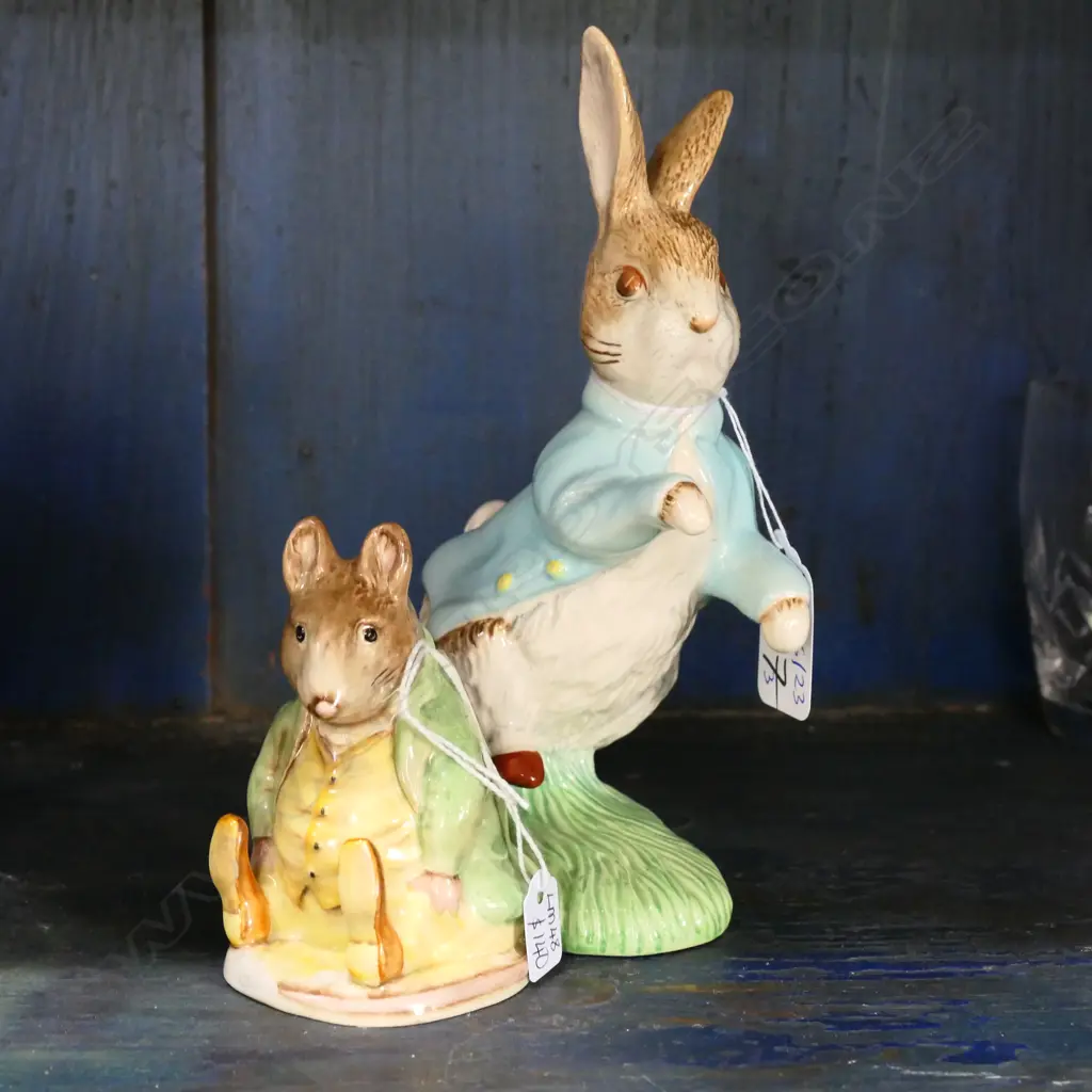 3 BESWICK BEATRIX POTTER FIGURES; LADY MOUSE, SAMUEL WHISKERS, PETER RABBIT Image 1++