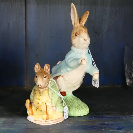 3 BESWICK BEATRIX POTTER FIGURES; LADY MOUSE, SAMUEL WHISKERS, PETER RABBIT