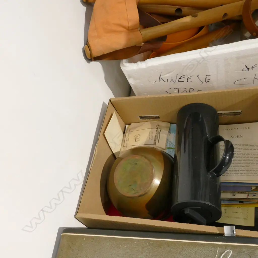 BOX LOT EUROPEAN O.E. EPHEMERA C.1958, COPPER BOWL, JUG Image 1++