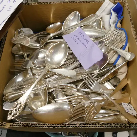 BOX LOT BIENDORFER METALWAAREN FABRIK EUROPEAN CUTLERY AND FABRIC STORE BAGS