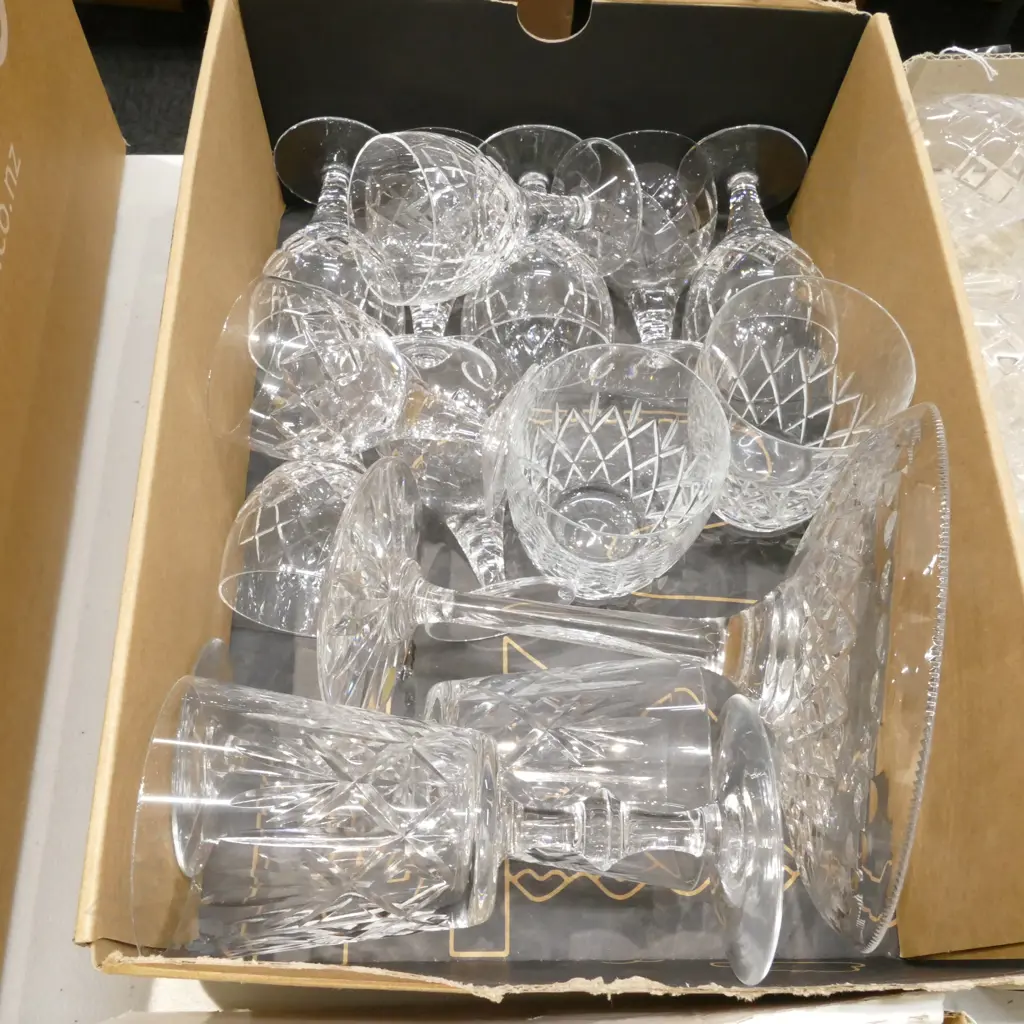 BOX LOT 10 STUART CRYSTAL GLASSES, ETC Image 1++