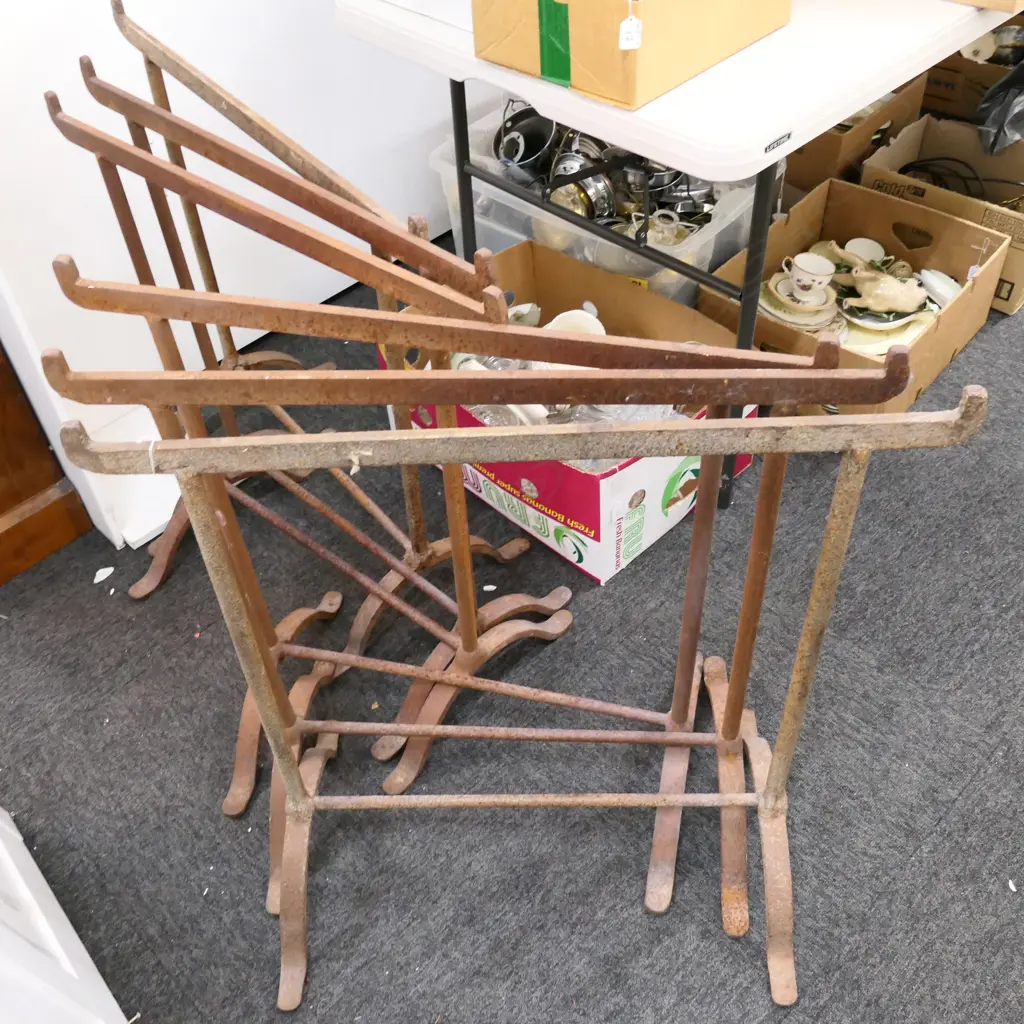 SIX CAST IRON TABLE BRACKETS OR HURDLES Image 1++