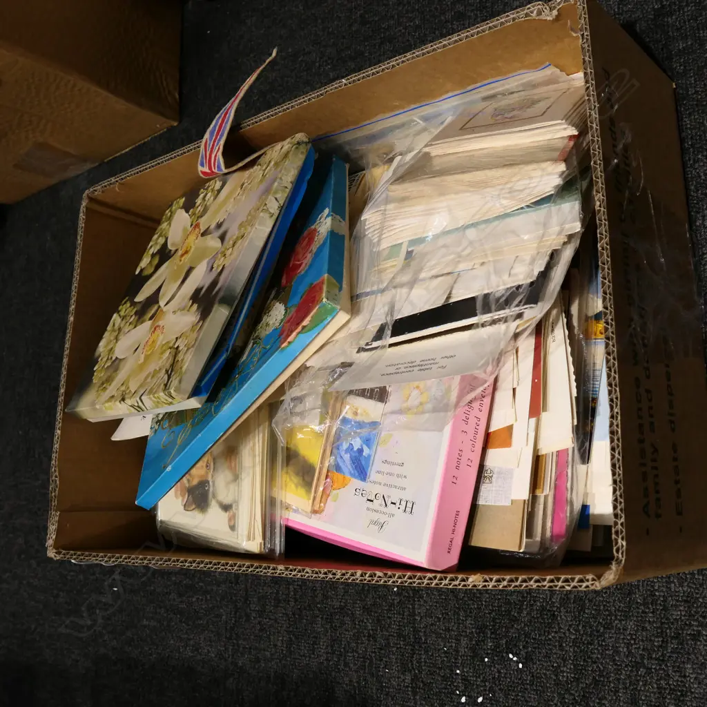 BOX LOT ASST. VINTAGE EPHEMERA, CARDS ETC Image 1++