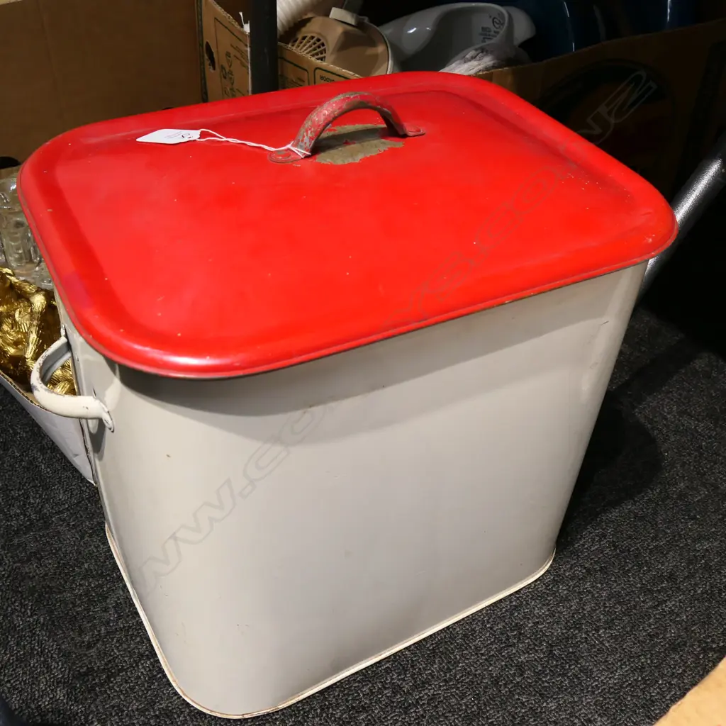 VINTAGE ENAMEL BREAD TIN H. 330MM Image 1++