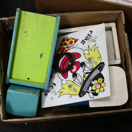 LOT WOODEN TOY TRUCKS ETC