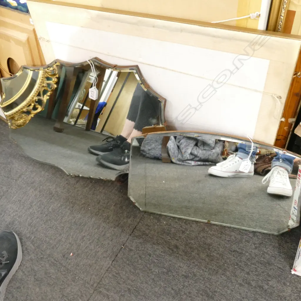 2 ART DECO SHAPED WALL MIRRORS Image 1++