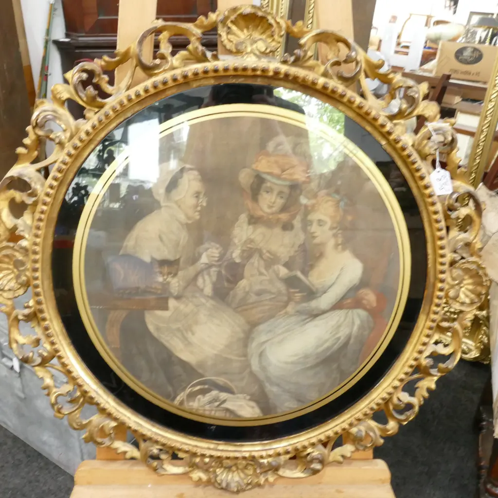 ANTIQUE FRAMED GAINSBOROUGH STYLE PRINT Image 1++