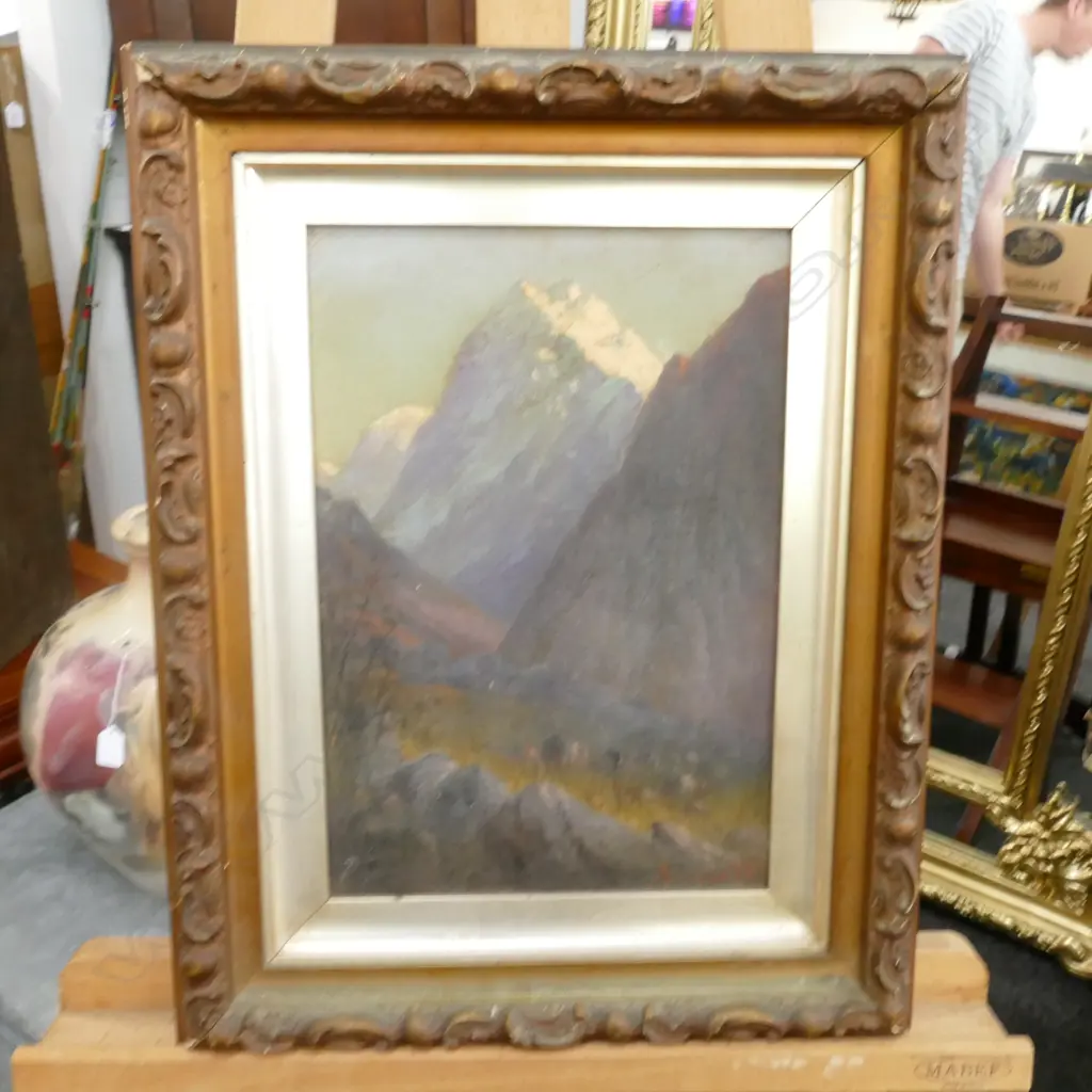 J D PERRET OIL ON CANVAS MT. COOK SIGNED 320MMX215MM (18955) Image 1++