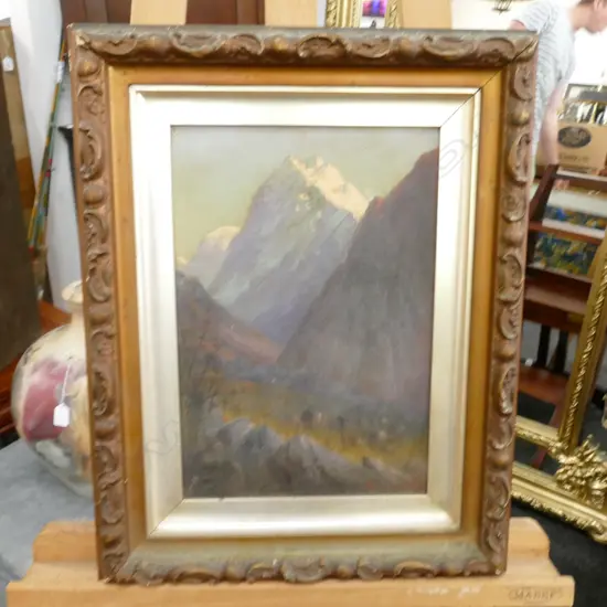 J D PERRET OIL ON CANVAS MT. COOK SIGNED 320MMX215MM (18955)