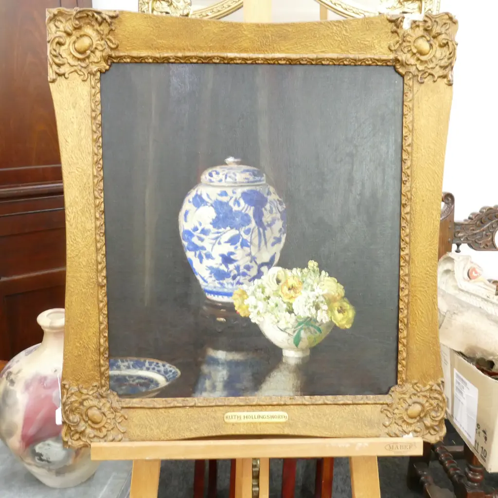 RUTH HOLLINGSWORTH STILL LIFE OIL 495 X 435MM Image 1++