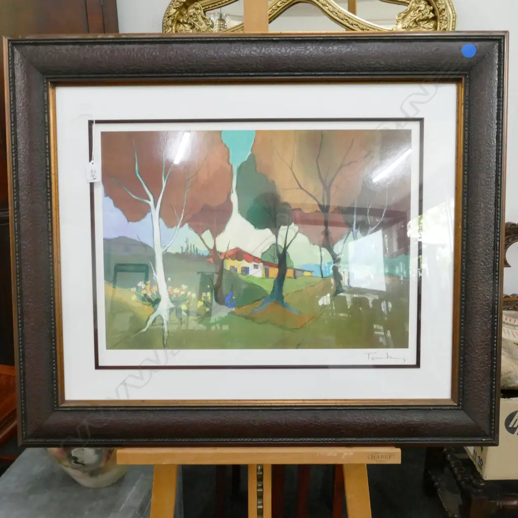 JOSEF TARKAY FRAMED PRINT JAMESTOWN COTTAGE 720 X 870 MM Image 1++