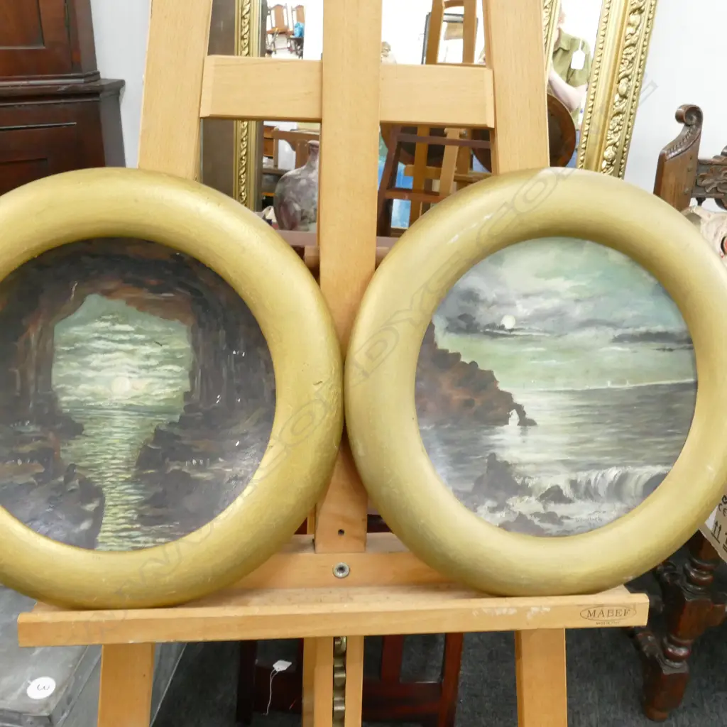PR OF OLD CIRCULAR OIL PAINTINGS ON TIN  Image 1++