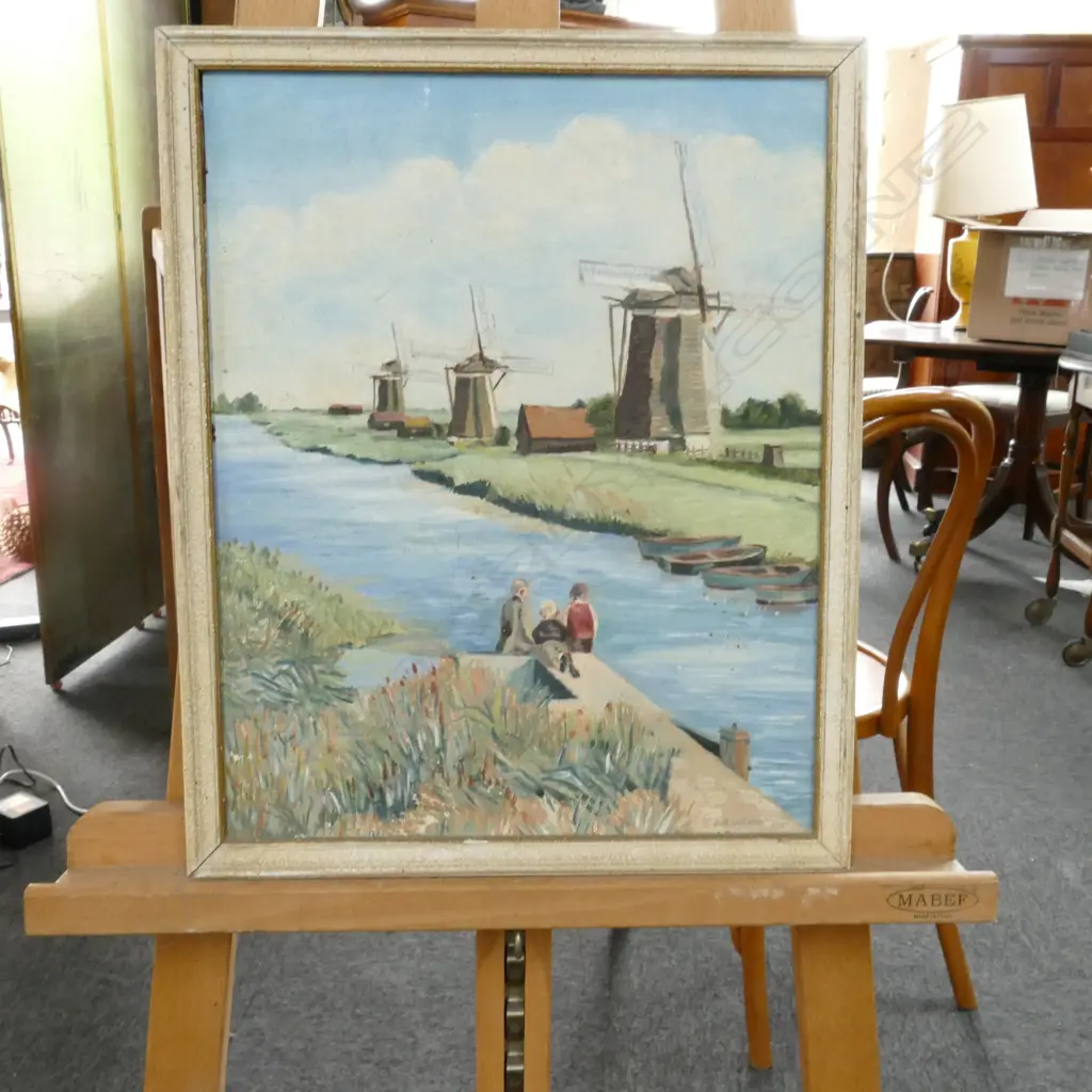 OIL ON BOARD OF WINDMILL SCENE SIGNED "G ASHLEY LISTON 1955" 395MMX315MM W#17 Image 1++
