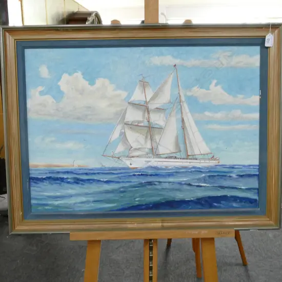 SEASCAPE OIL ON BOARD SIGNED "GAINOR W JACKSON 73" 700MMX495MM 18825