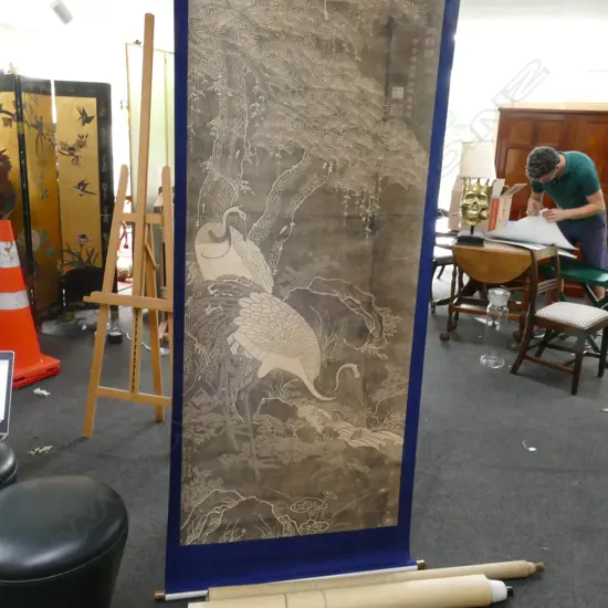 3 LARGE JAPANESE INDIGO SCROLLS ONE AF