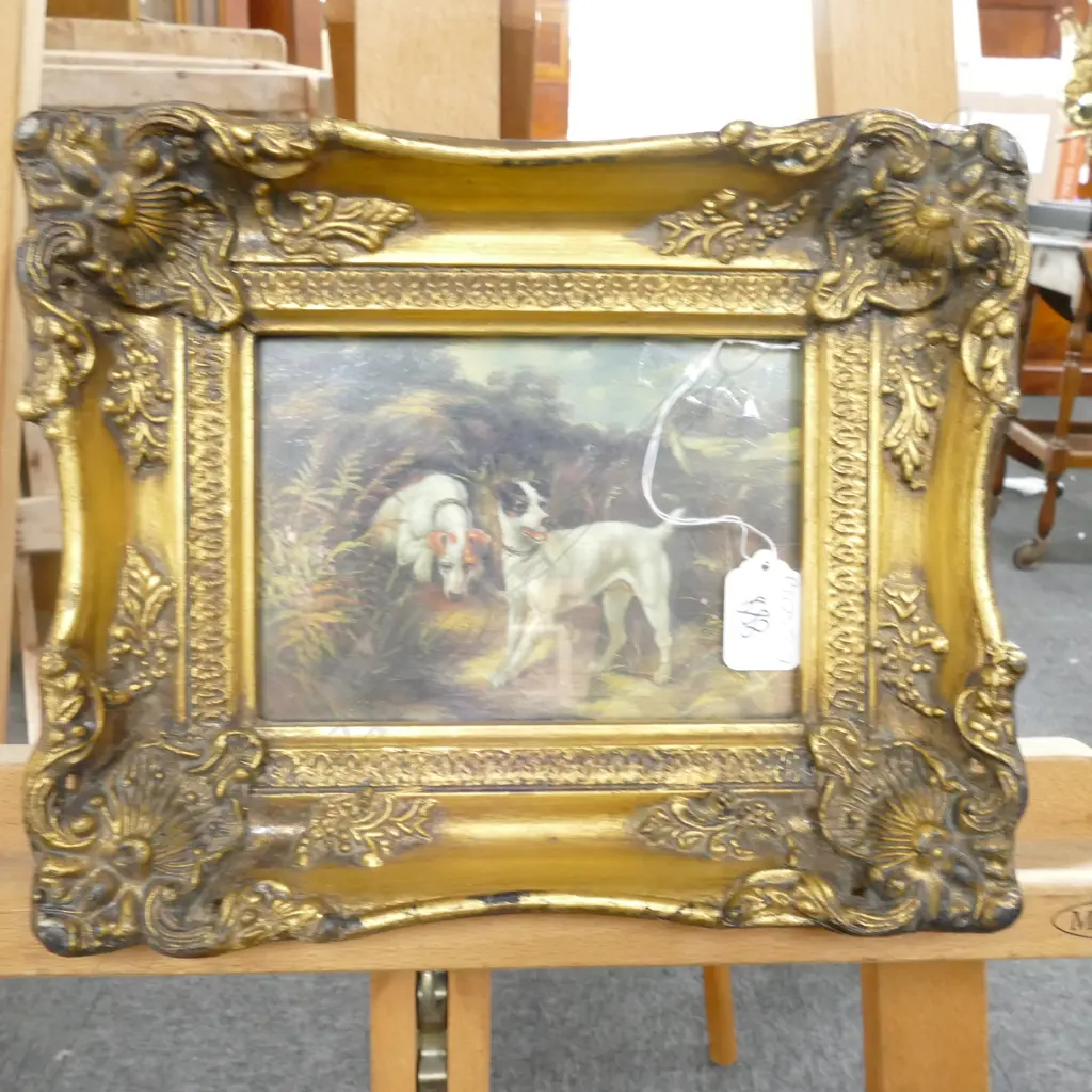 ANTIQUE STYLE OIL PAINTING OF DOGS Image 1++