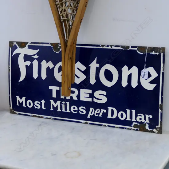 FIRESTONE ENAMEL FIRESTONE SIGN 660MM L X 305MM H