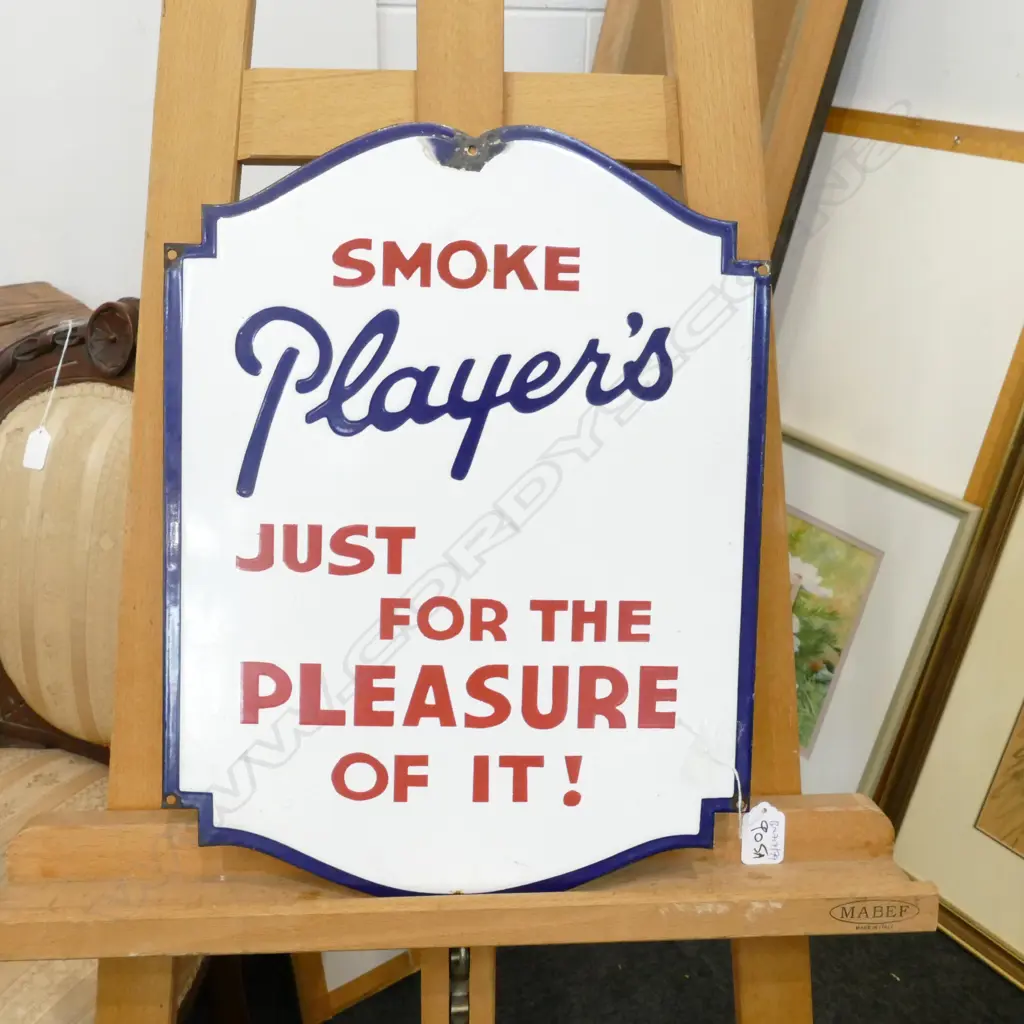 SCOOT BROSS ENAMEL SIGN SMOKE PLAYERS H 400 MM Image 1++